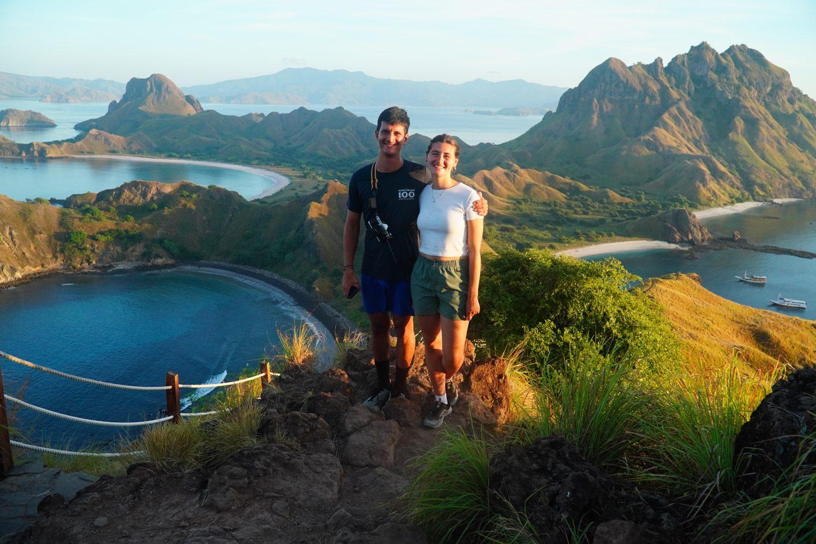 Padar – Couple posing, bays, golden light (Real photo from a Komodo Explorer trip)